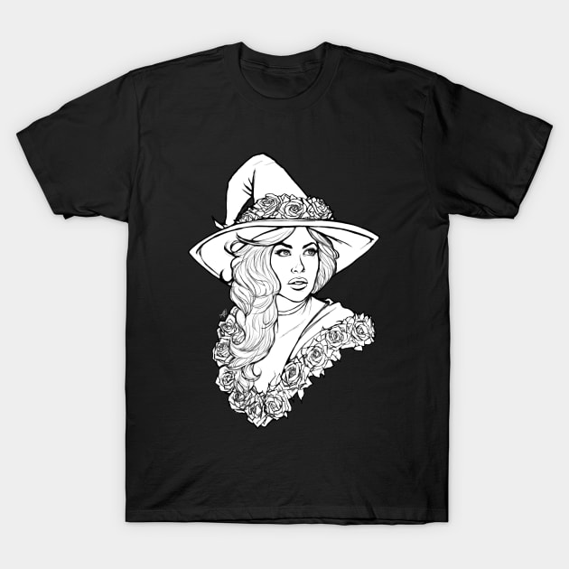 Rose Witch (White Cutout) T-Shirt by Art of Ariel Burgess